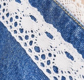 Janesuda x Pomelo Sustainable Lace Accent Denim Halter Top - Blue