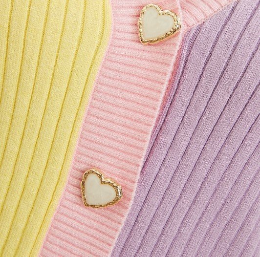 V Neck Puffed Sleeve Top Multi Color Pomelo Fashion