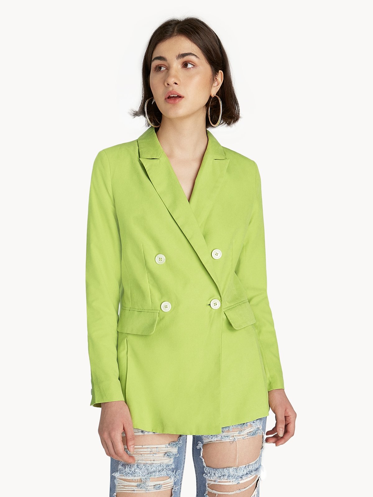 Green double hotsell breasted blazer