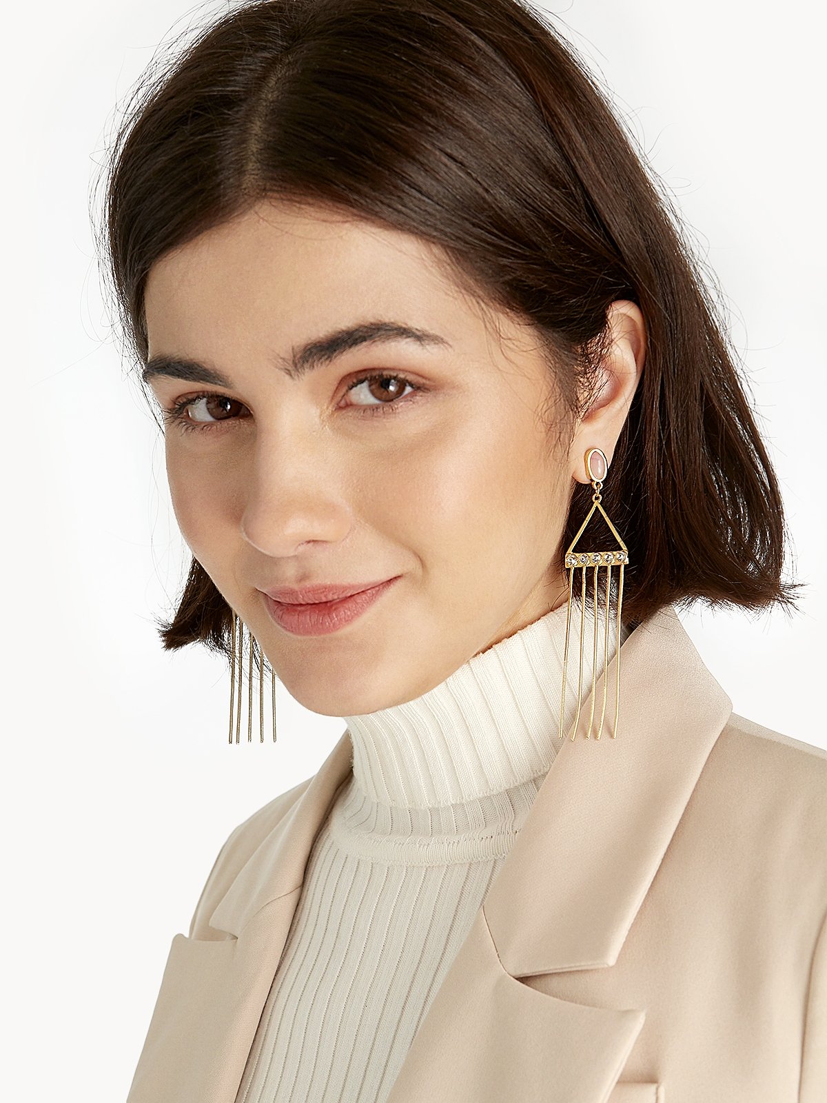 Gold chain cheap tassel earrings