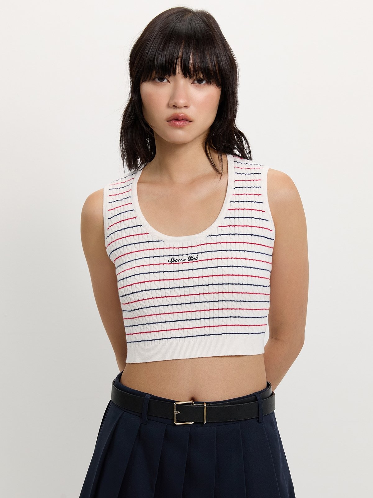 White Knit Crop Top