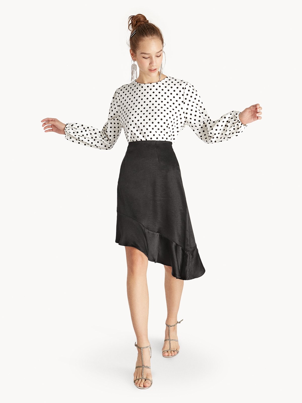 Floral Asymmetrical Skirt W/ Ruffle Hem - Boutique 23