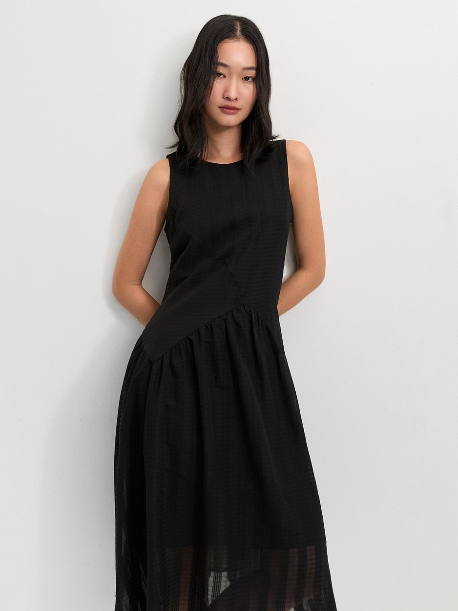Asymmetrical Dress - Black - Pomelo Fashion Asymmetrical Dress - Black - Pomelo Fashion