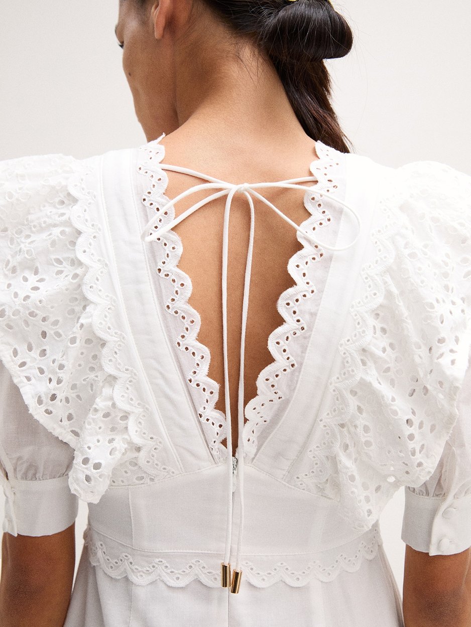 white frilly lace dress Liliana Lace Mini Dress