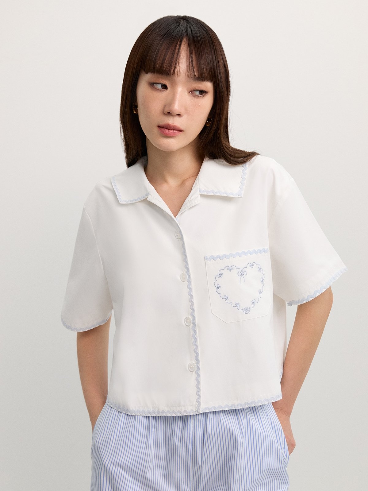 【新発売】 Tweed Fashion Pomelo - Ivory - Top Button Pearl トップス
