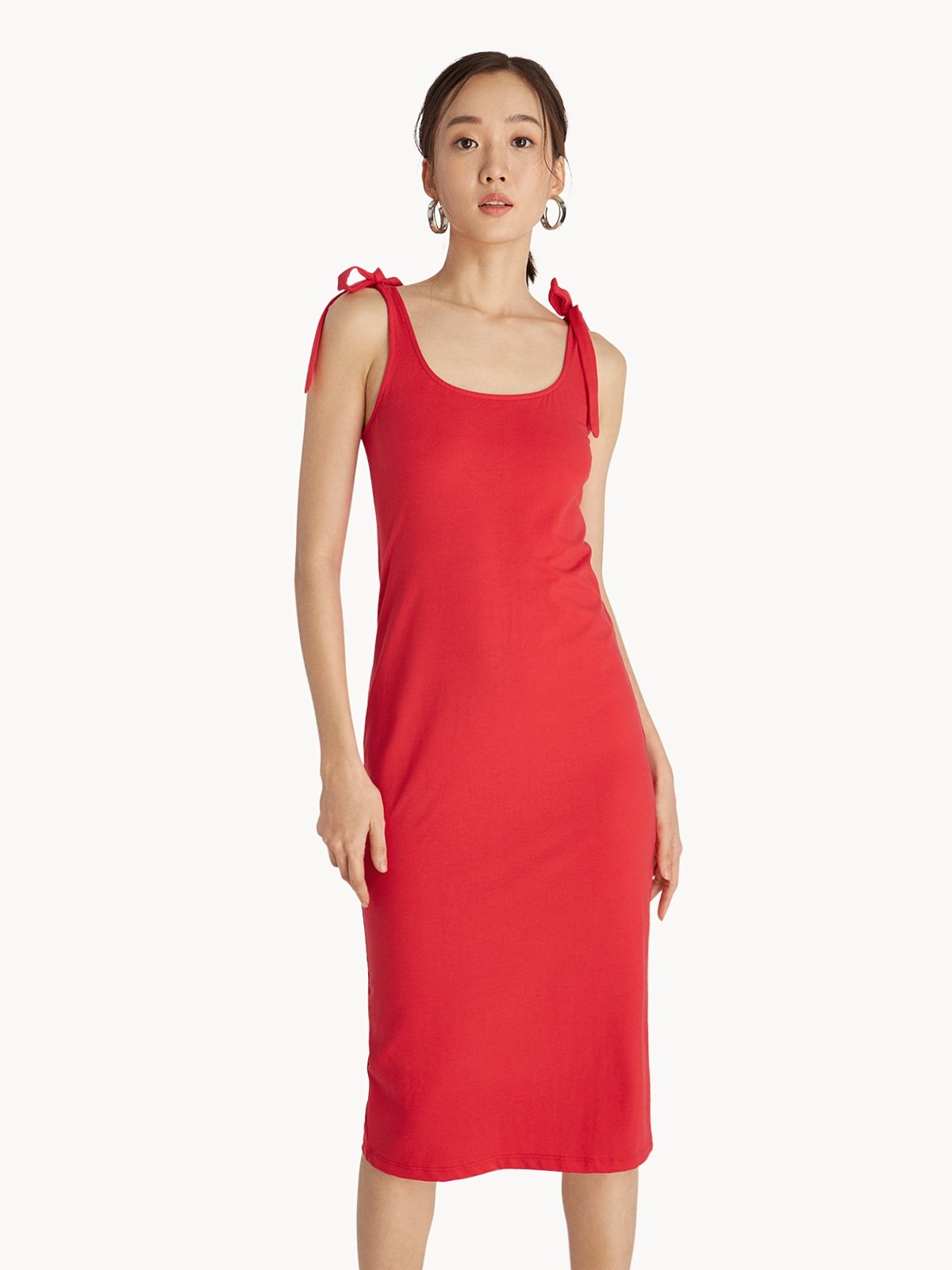 Red midi dress hot sale with slit