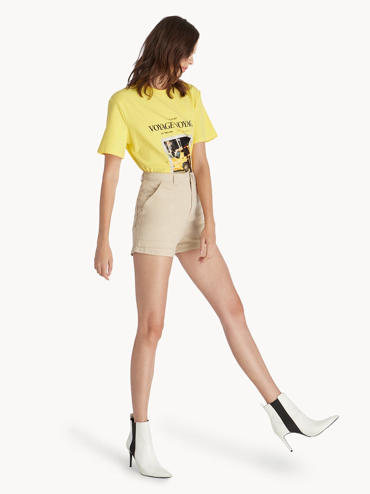 High Waisted Shorts Beige Pomelo Fashion