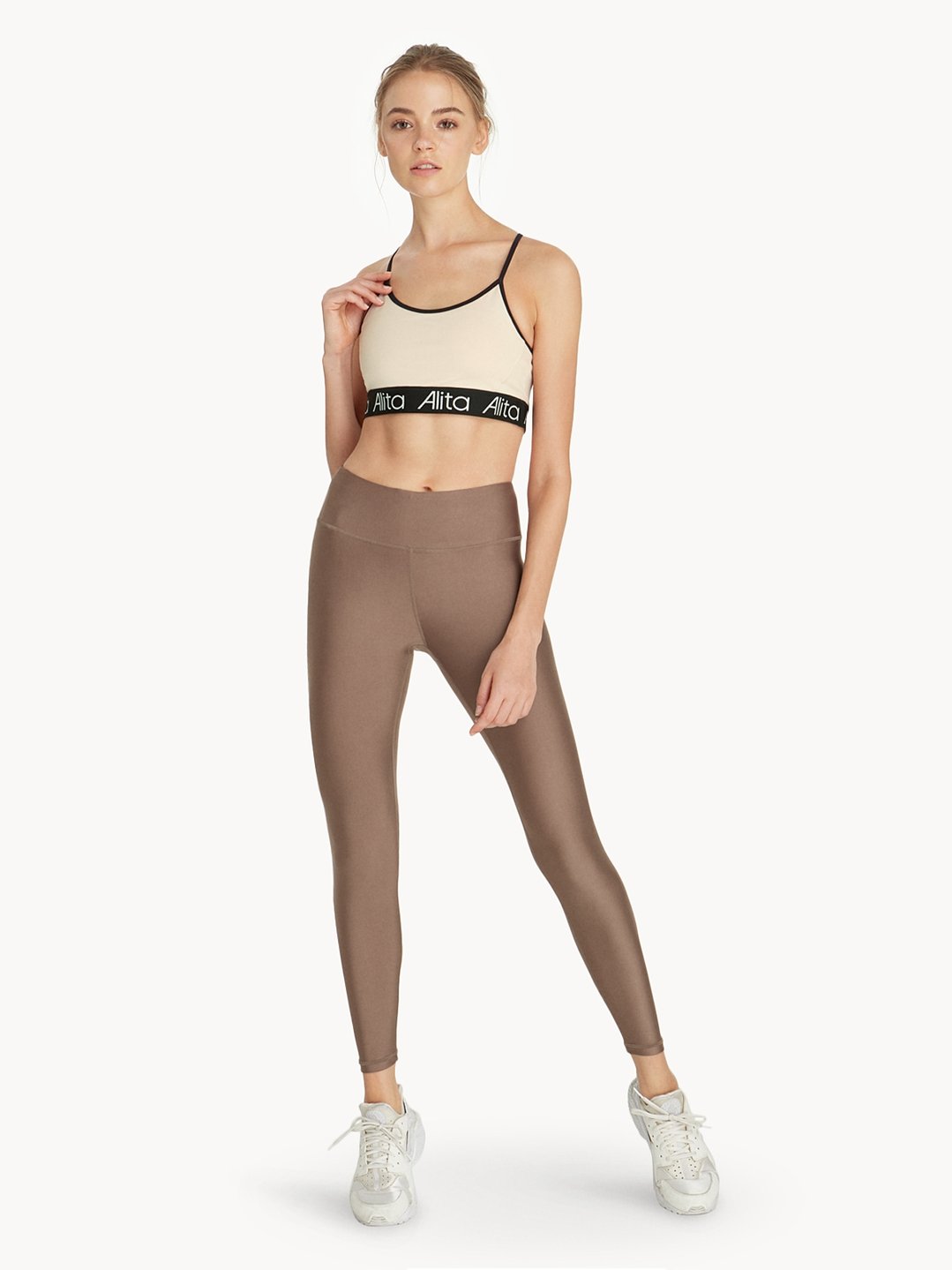 Pull-Up High Rise Leggings - Brown - Pomelo Fashion