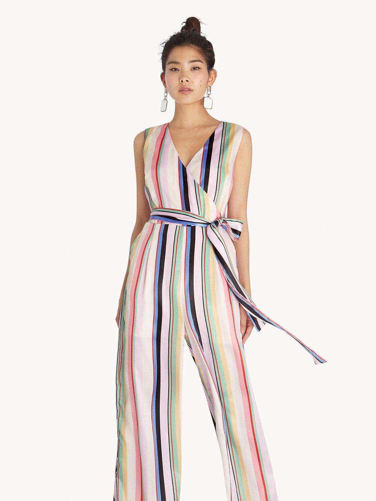 Multi coloured striped jumpsuit hot sale