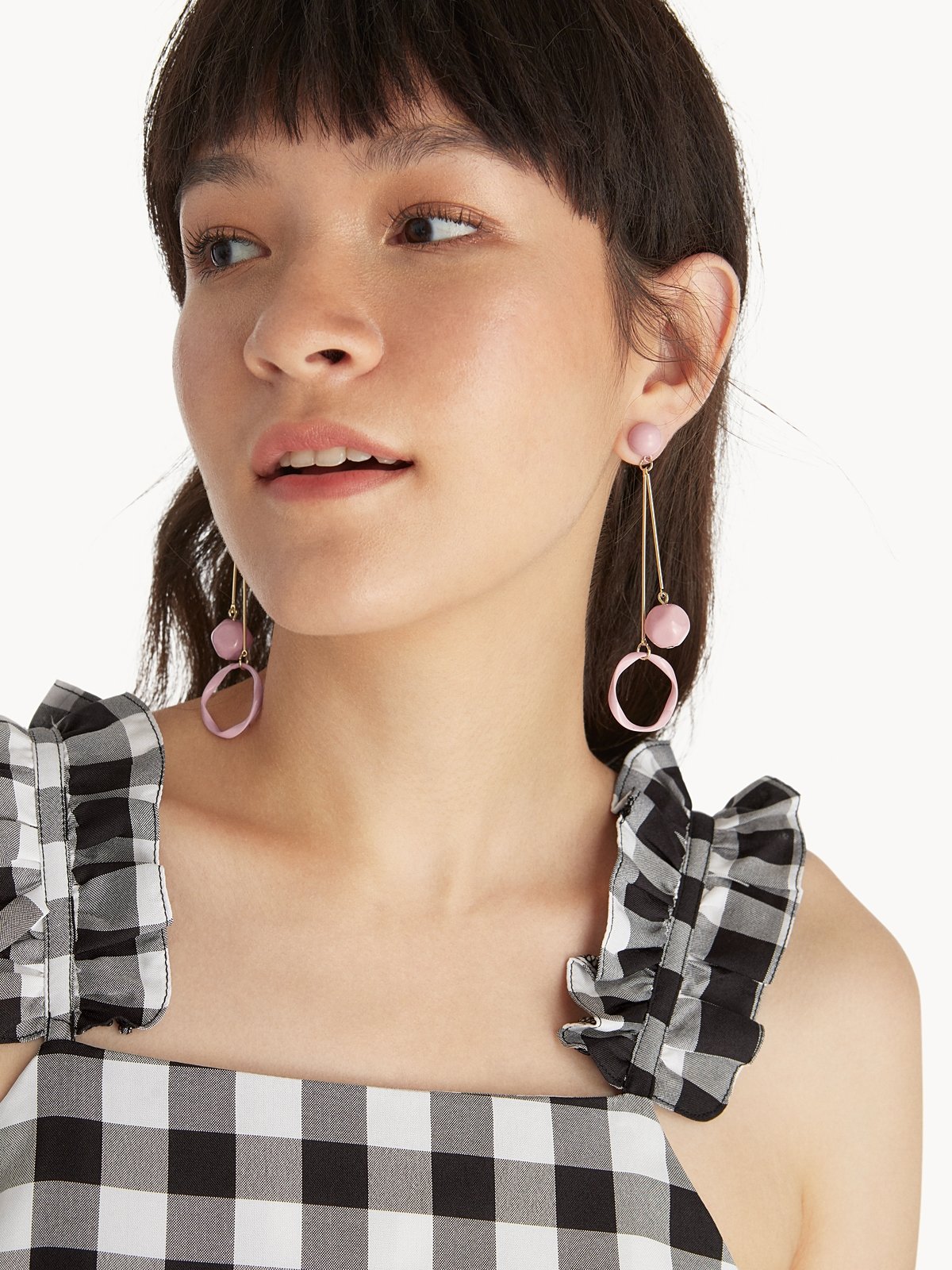 Circle And Ball Drop Earrings Pink Pomelo Fashion