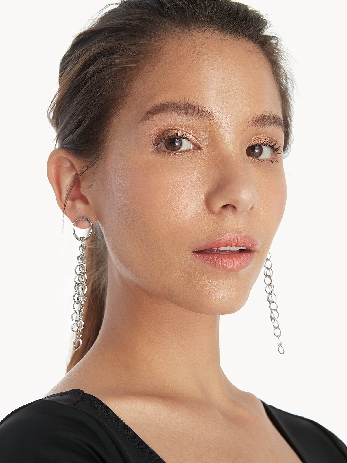 Chain drop earrings clearance silver