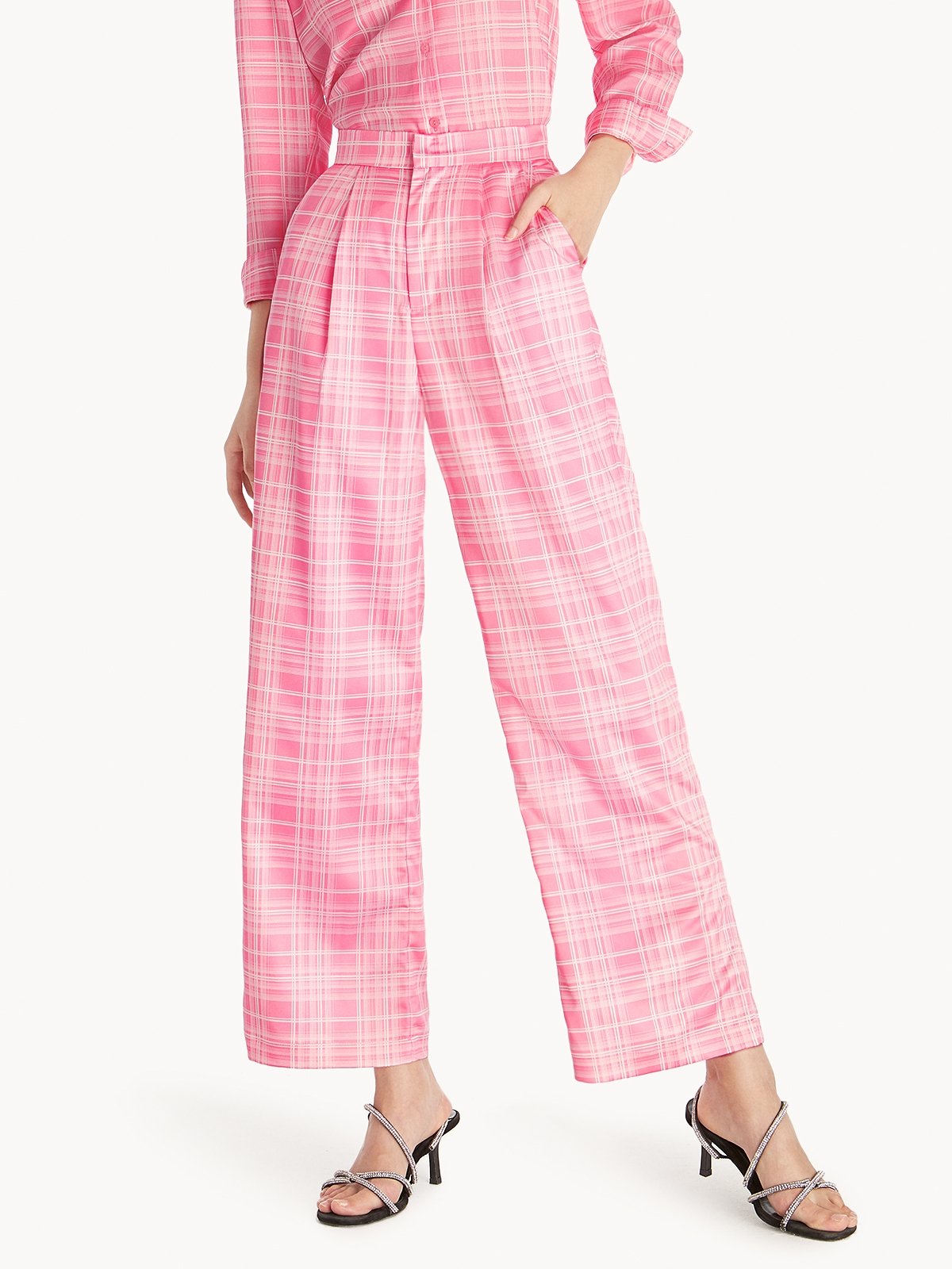 Plaid pink pants deals