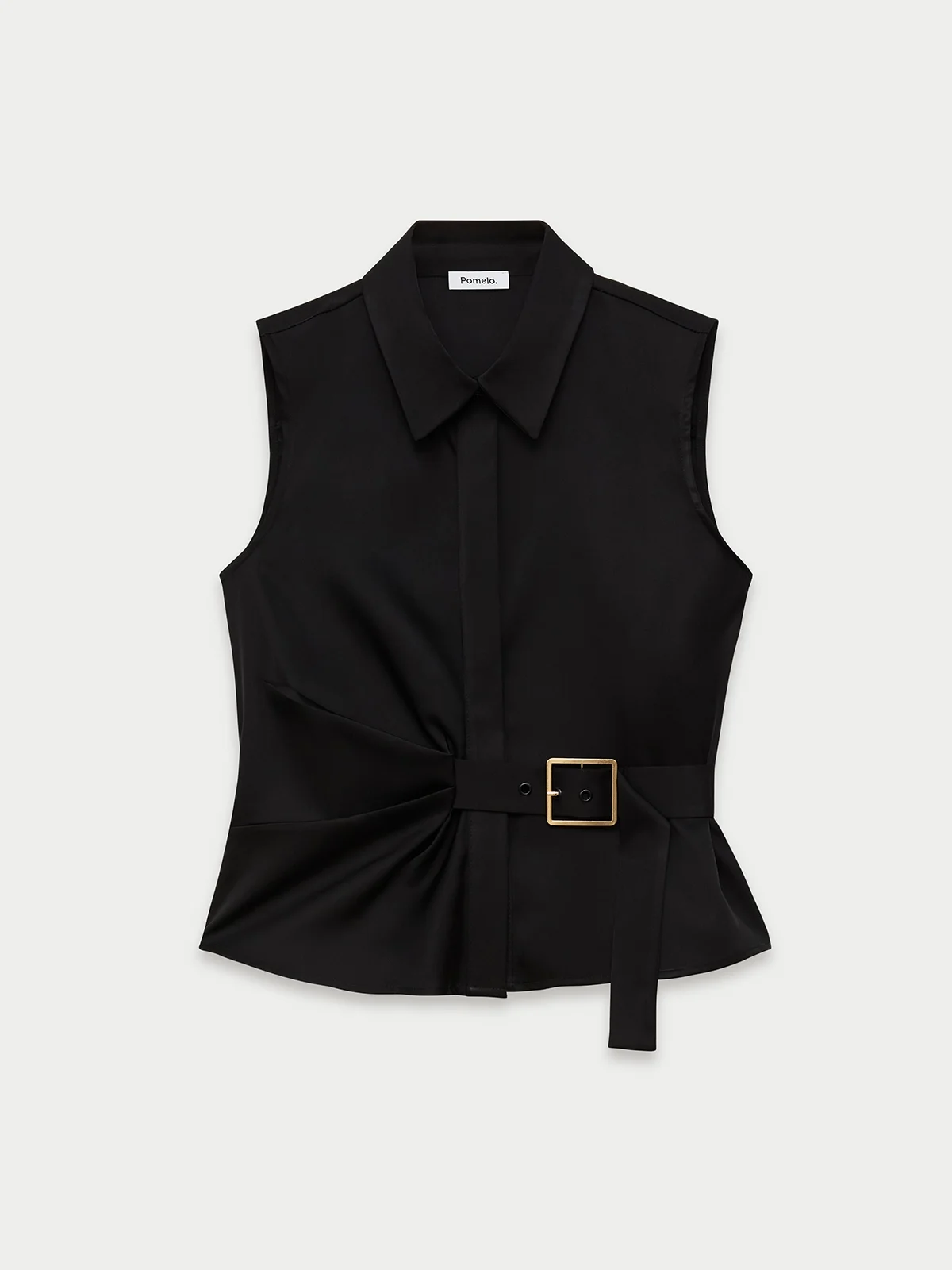 pomelo Pomelo Belted Blouse - Black