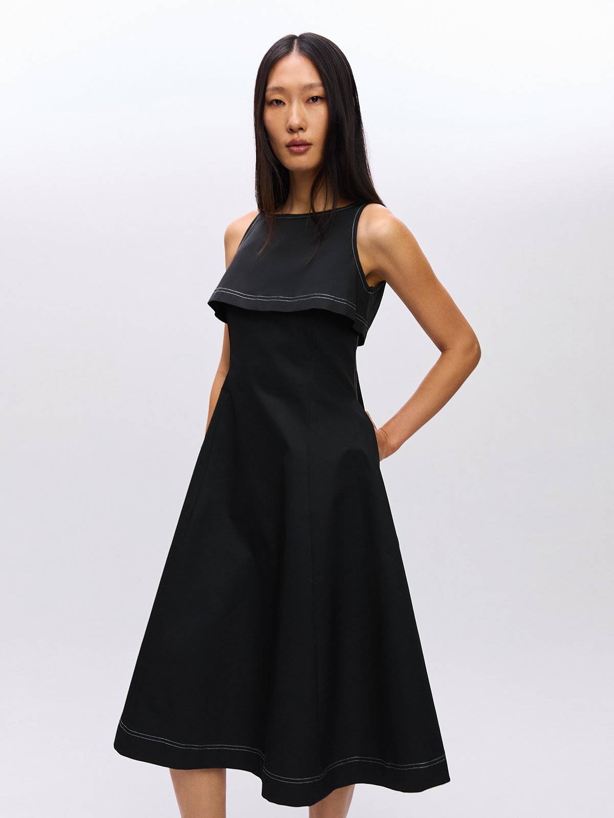 Acting Brand New Contrast Trim Crinkle Woven Dress