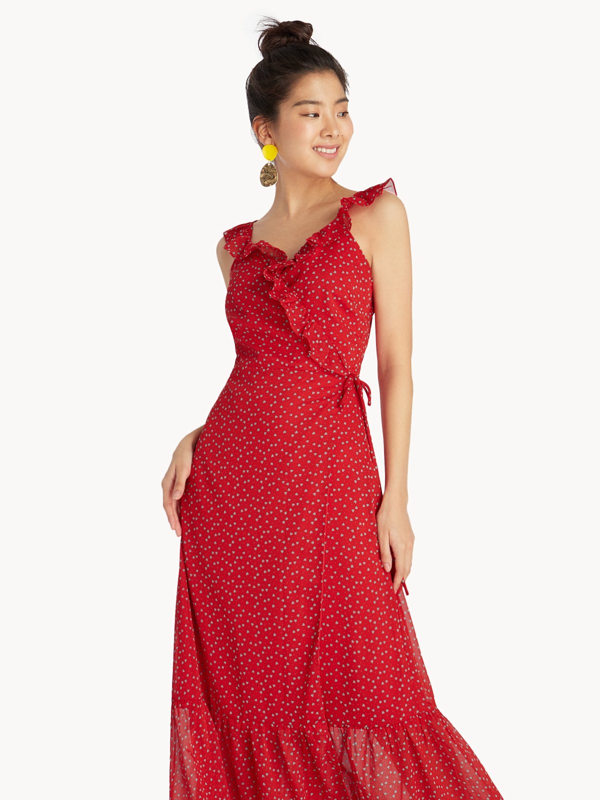 Red spotty cheap maxi dress