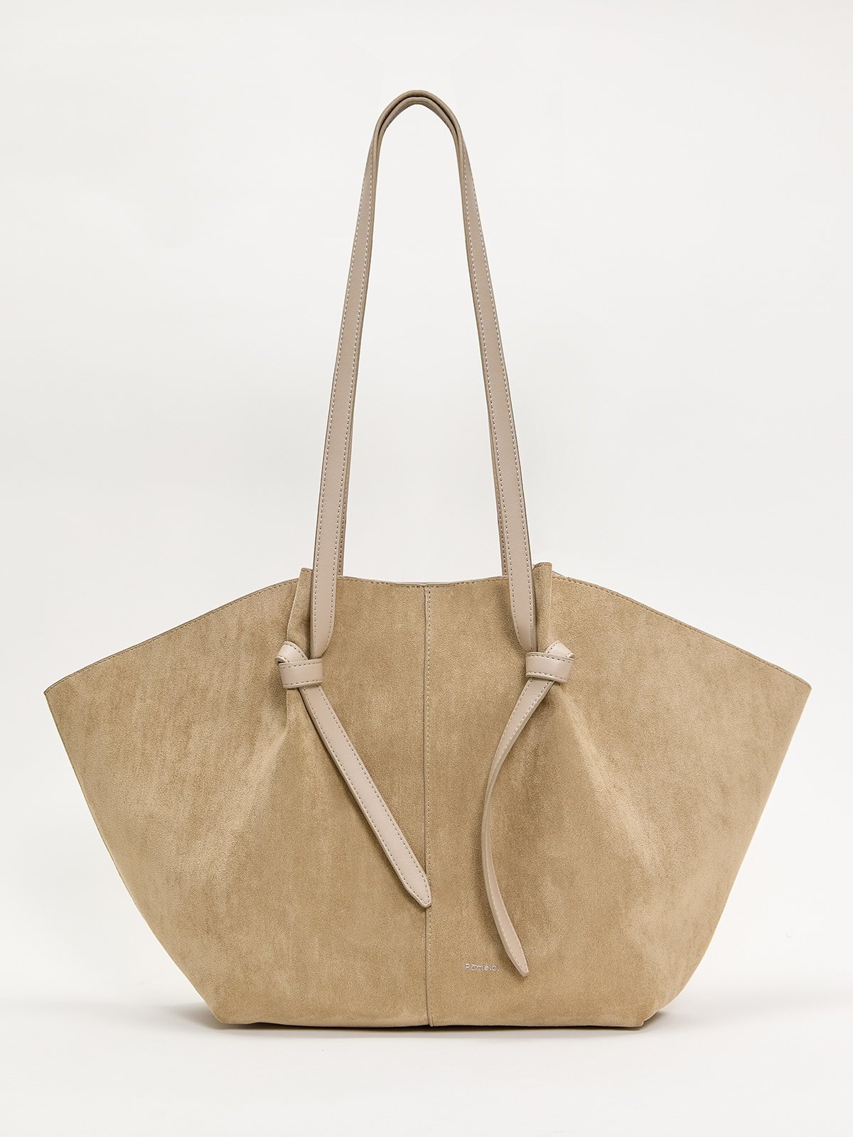 Suede Tote Bag Beige Pomelo Fashion