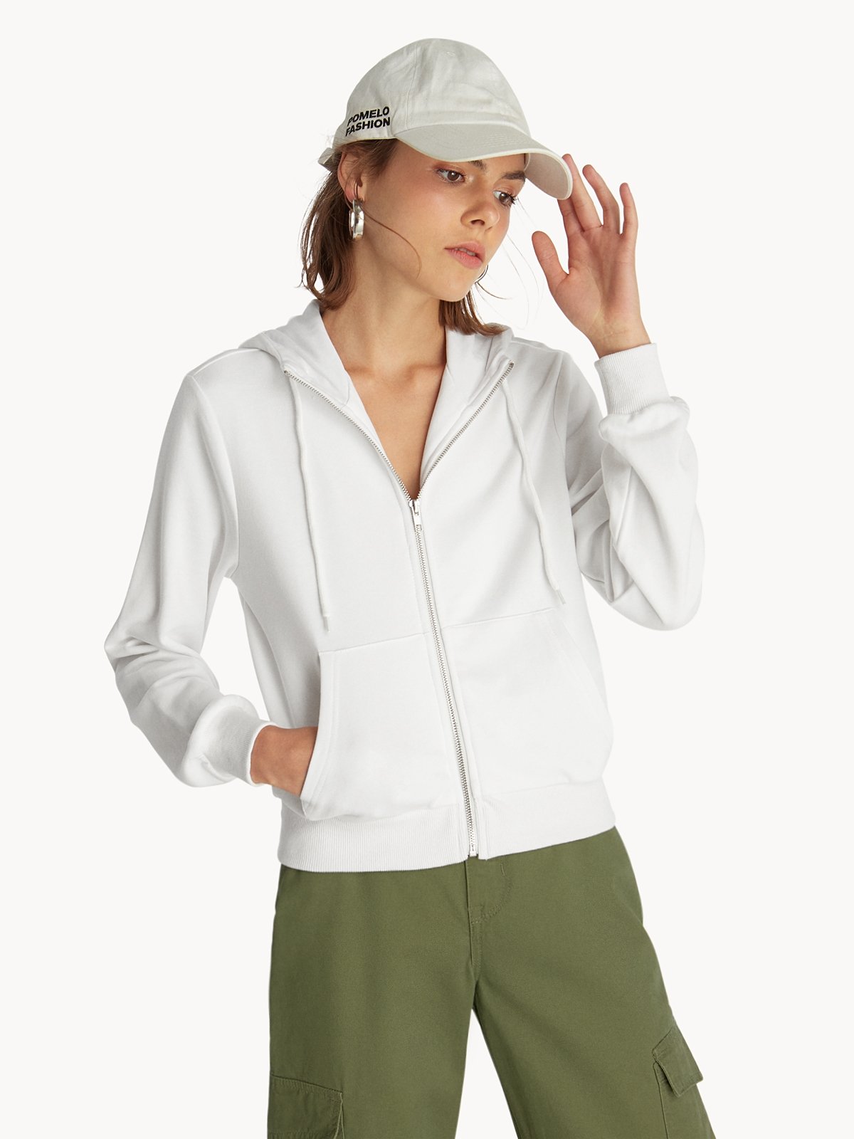 White zip online up jacket
