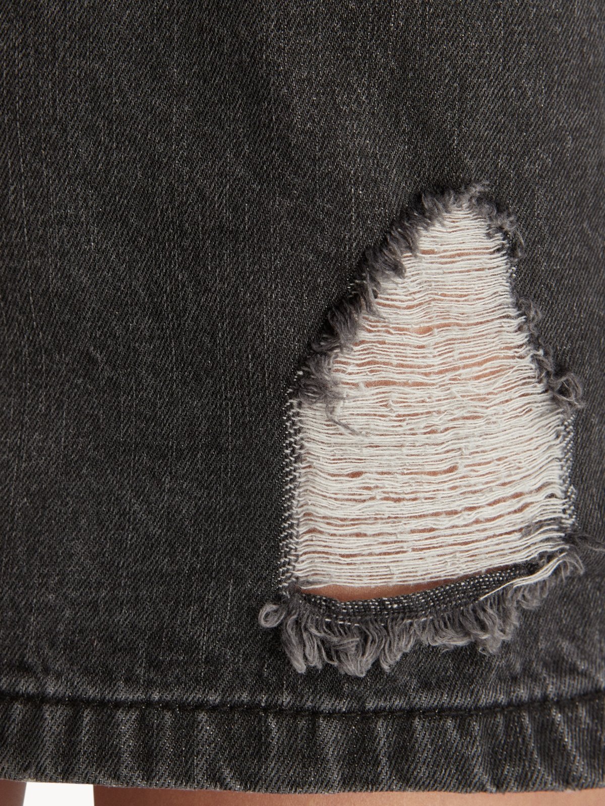 High Waist Ripped Denim Skirt Black Pomelo Fashion