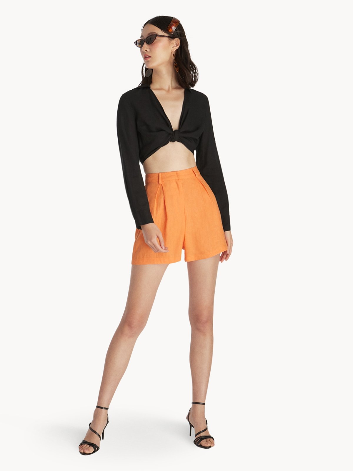 Orange Relaxed Short High Rise