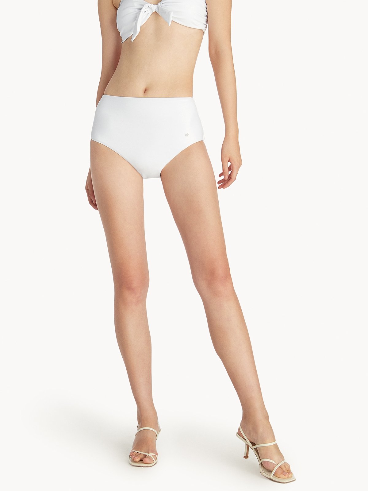 High Waisted Scoop Bikini Bottom White Pomelo Fashion