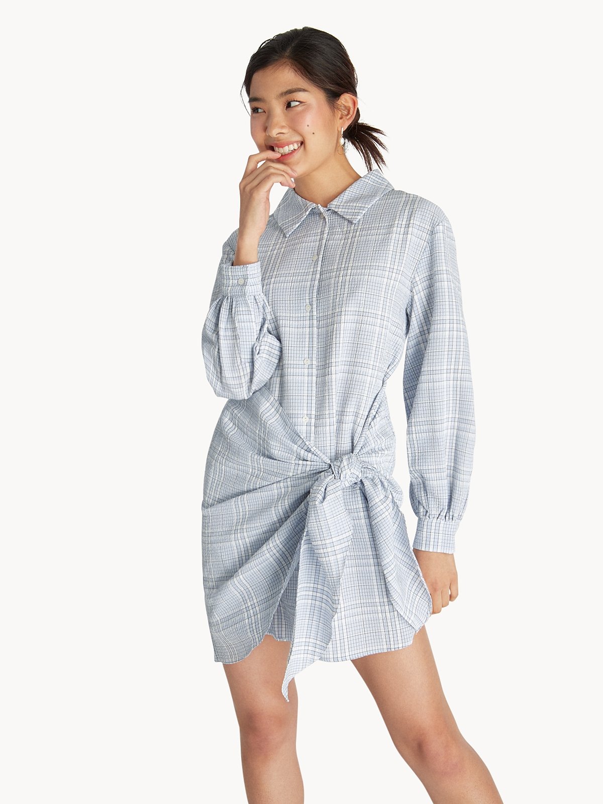 Grey and white shirt dress hot sale