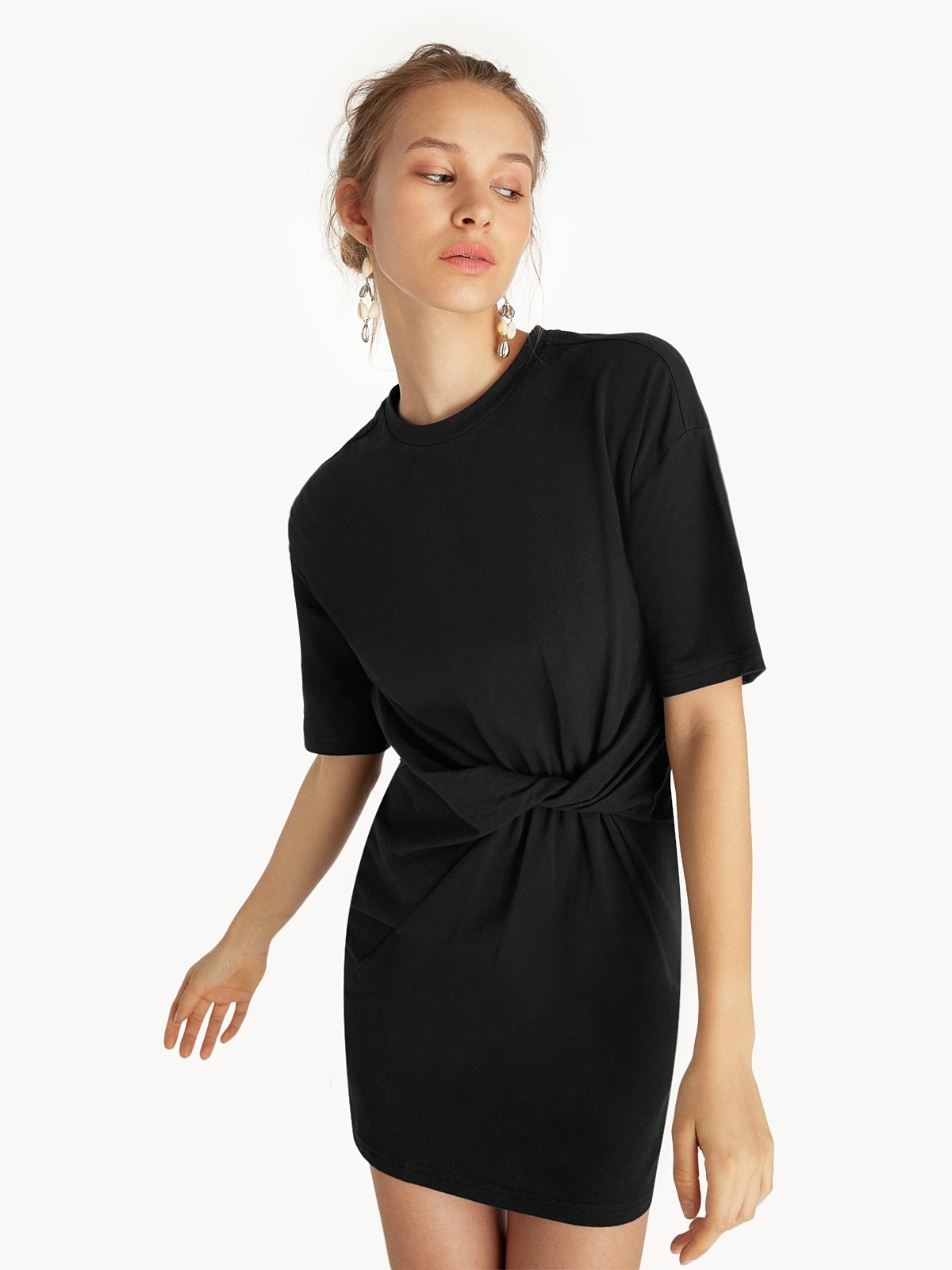 Purpose Knotted Tee Dress Black Pomelo Fashion