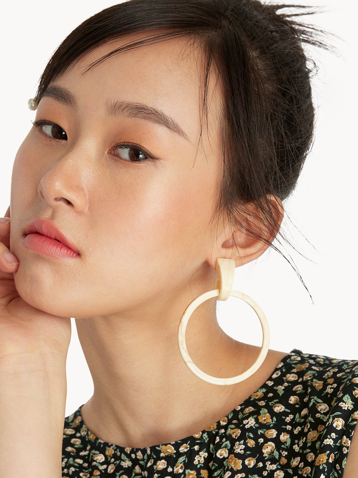 White acrylic sales hoop earrings