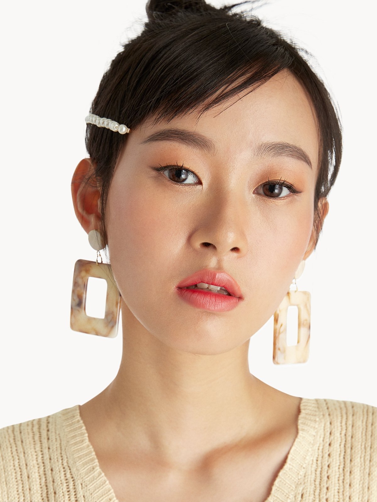 River Island marble resin hoop earrings in yellow  ASOS