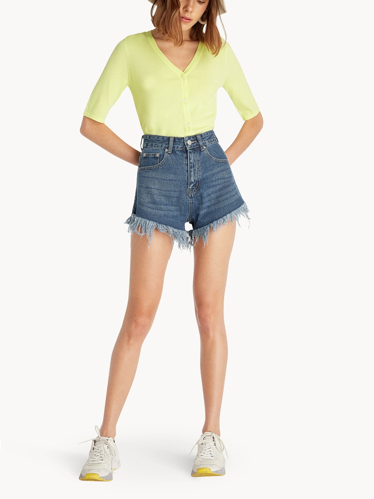 Fray hem shorts sale