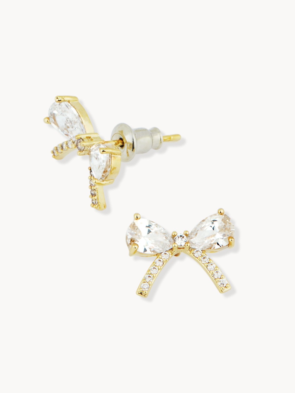 Gold bow clearance earrings