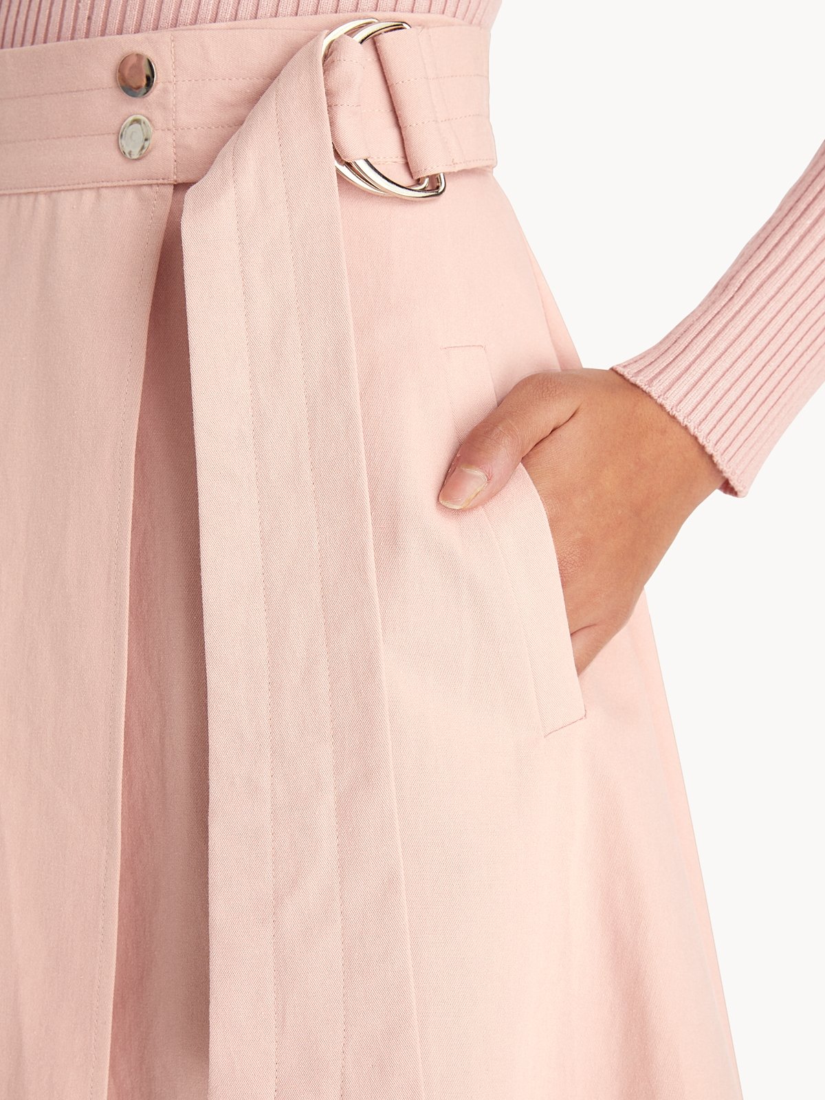 Midi Belted Wrap Skirt Pink Pomelo Fashion