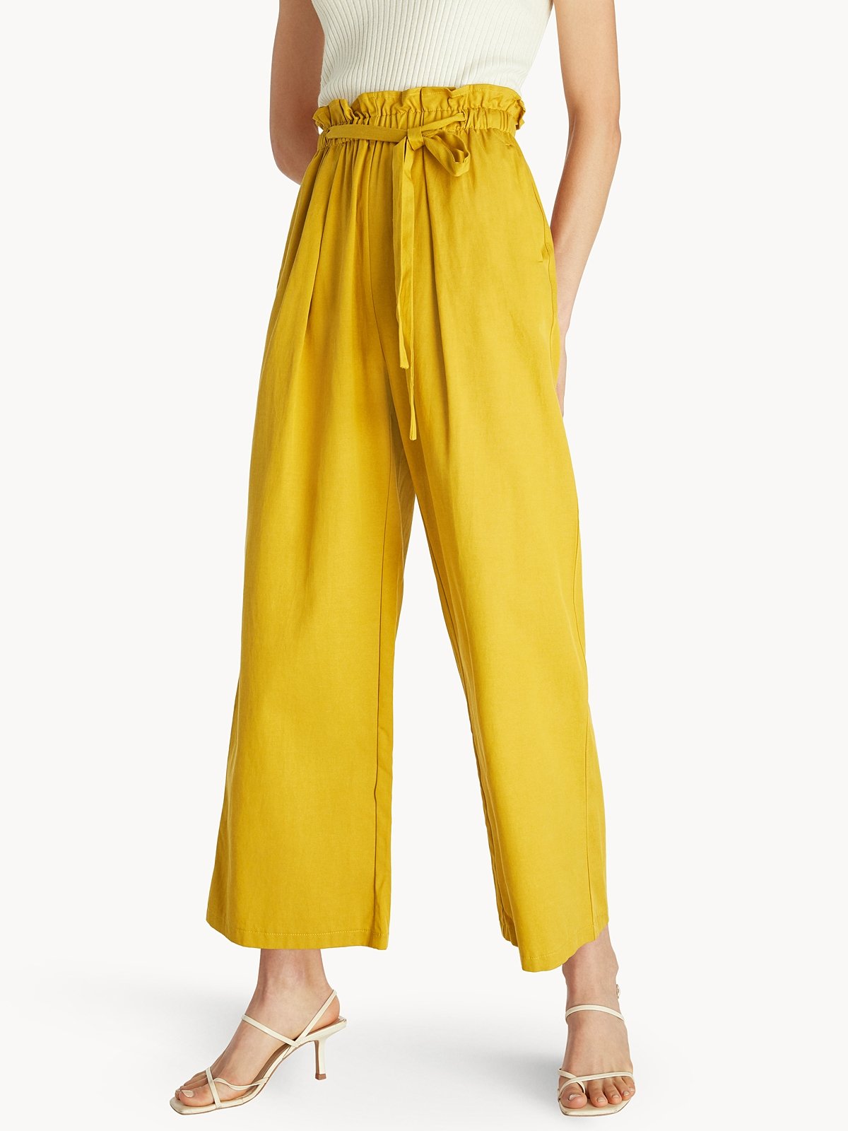 Yellow paperbag pants top