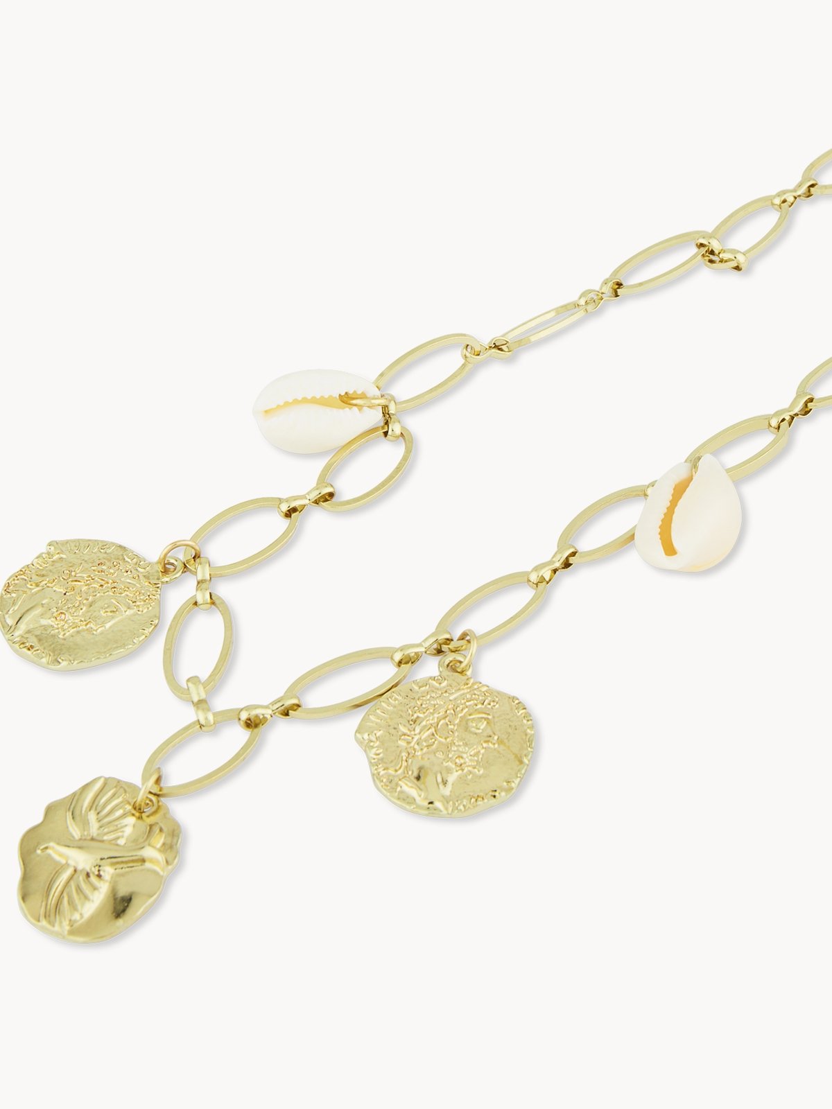 Coin Seashells Charm Necklace Gold Pomelo Fashion