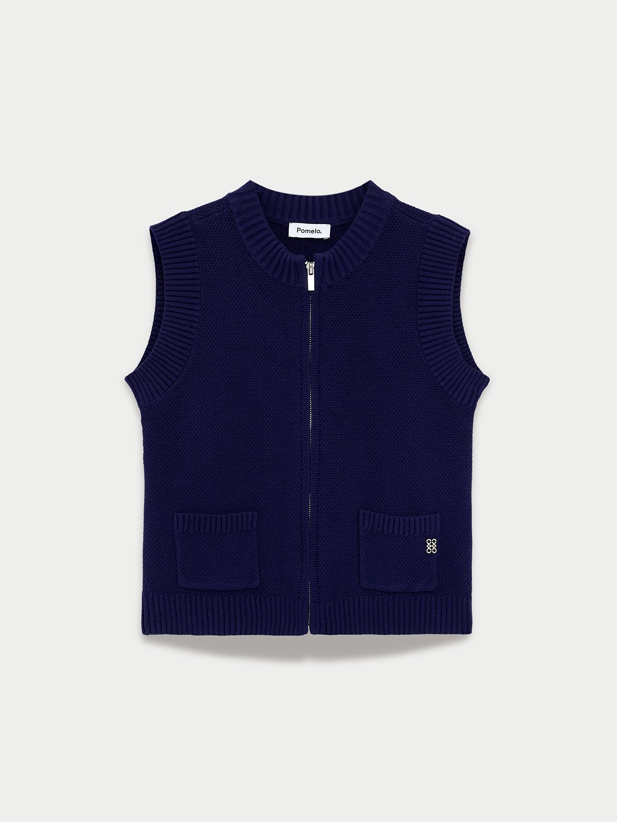 Zipper Knit Top - Navy - Pomelo Fashion