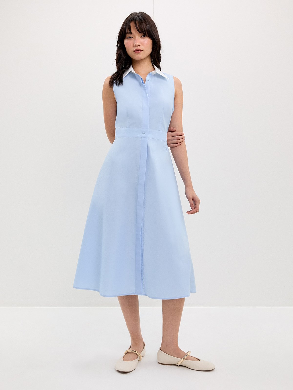 baby blue collared dress Satin Backless Maxi Dress main image 1