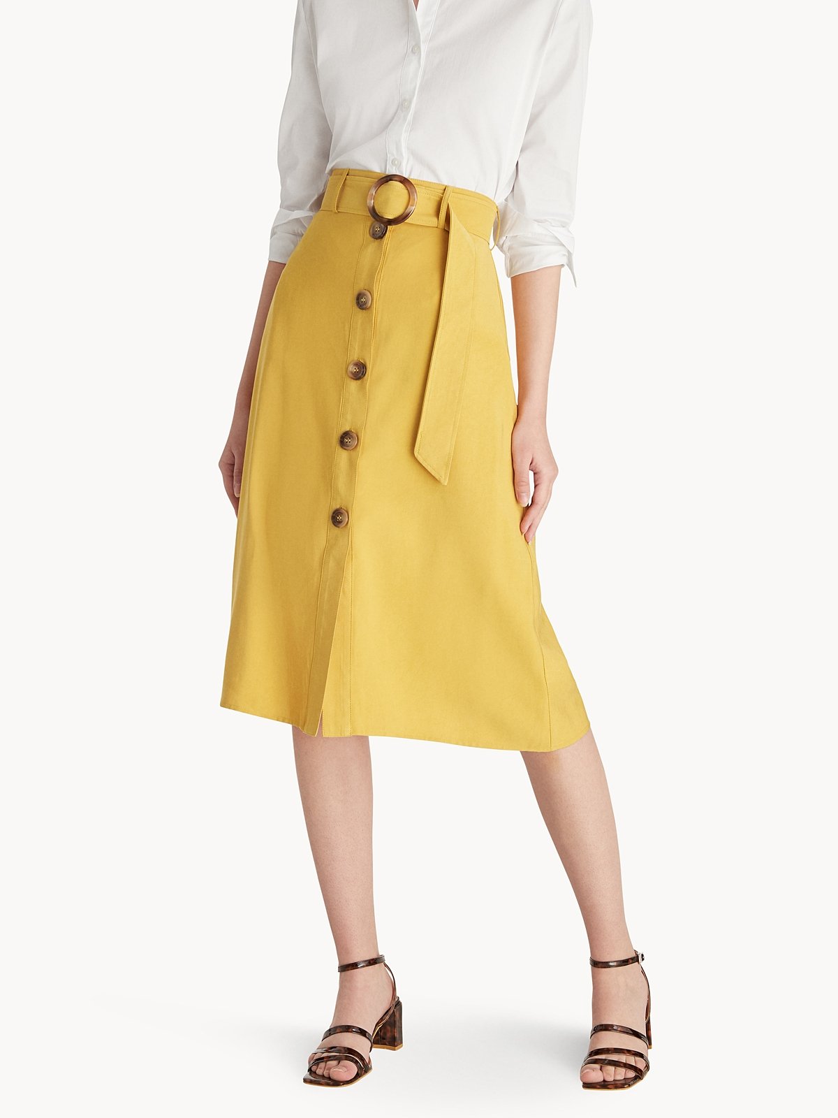 High Waist Elastic Skirt - Yellow - Pomelo Fashion