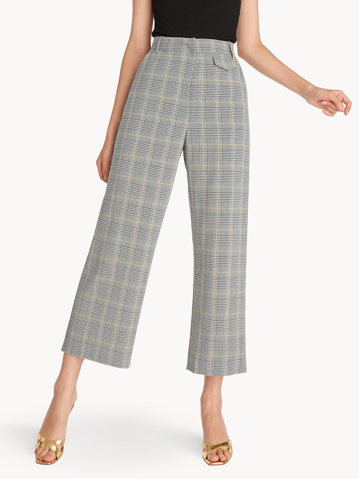 Grey and yellow plaid pants clearance
