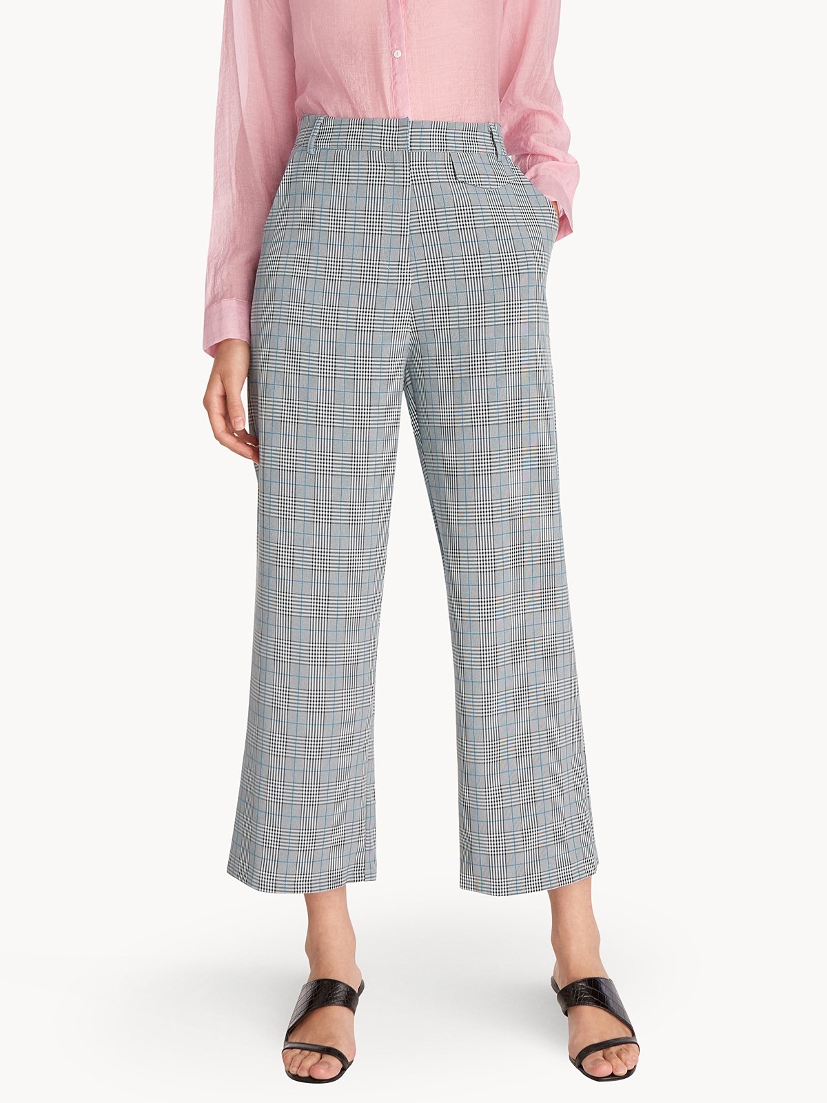 Plaid navy pants shop