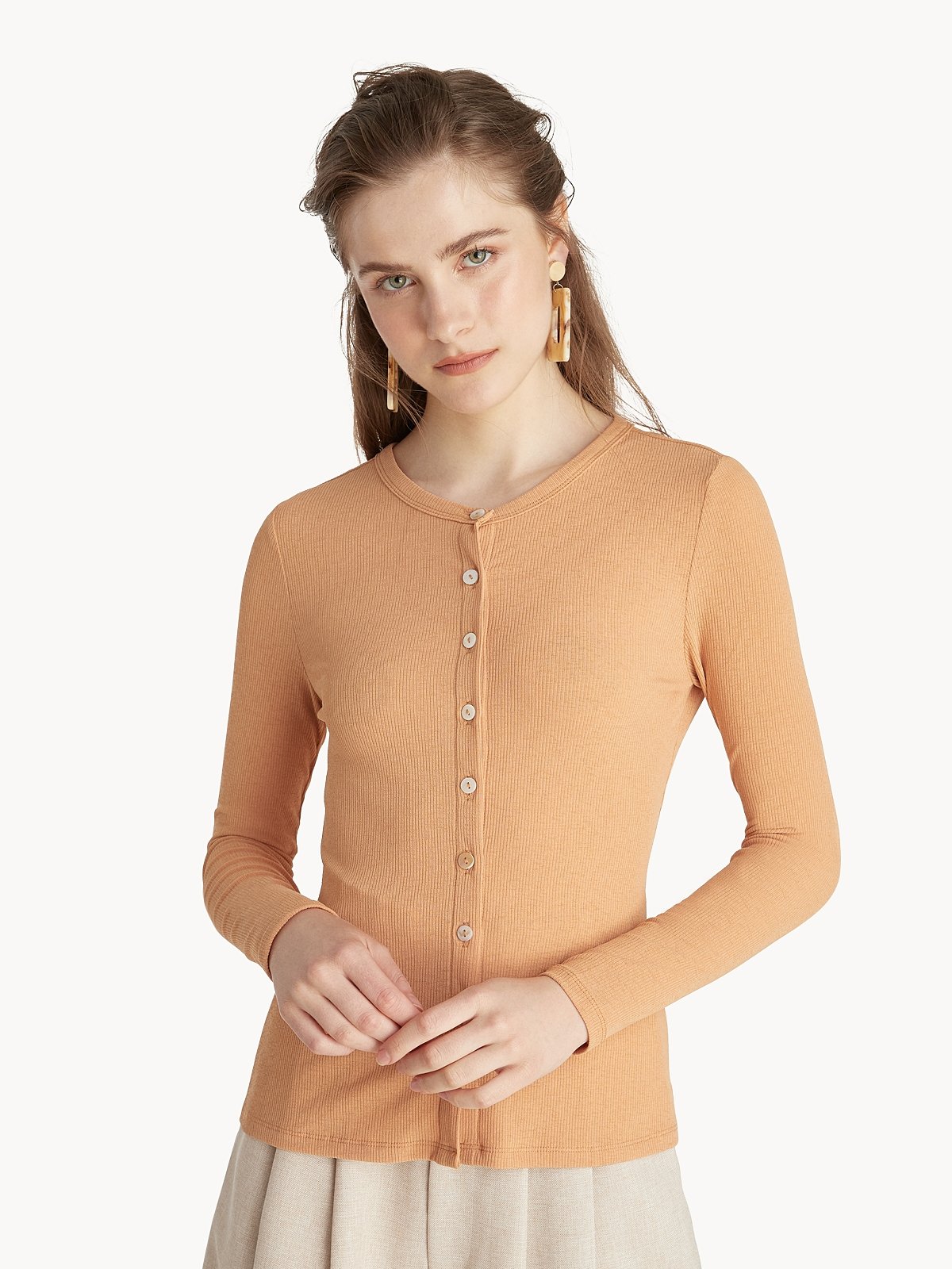 Beige button deals up cardigan