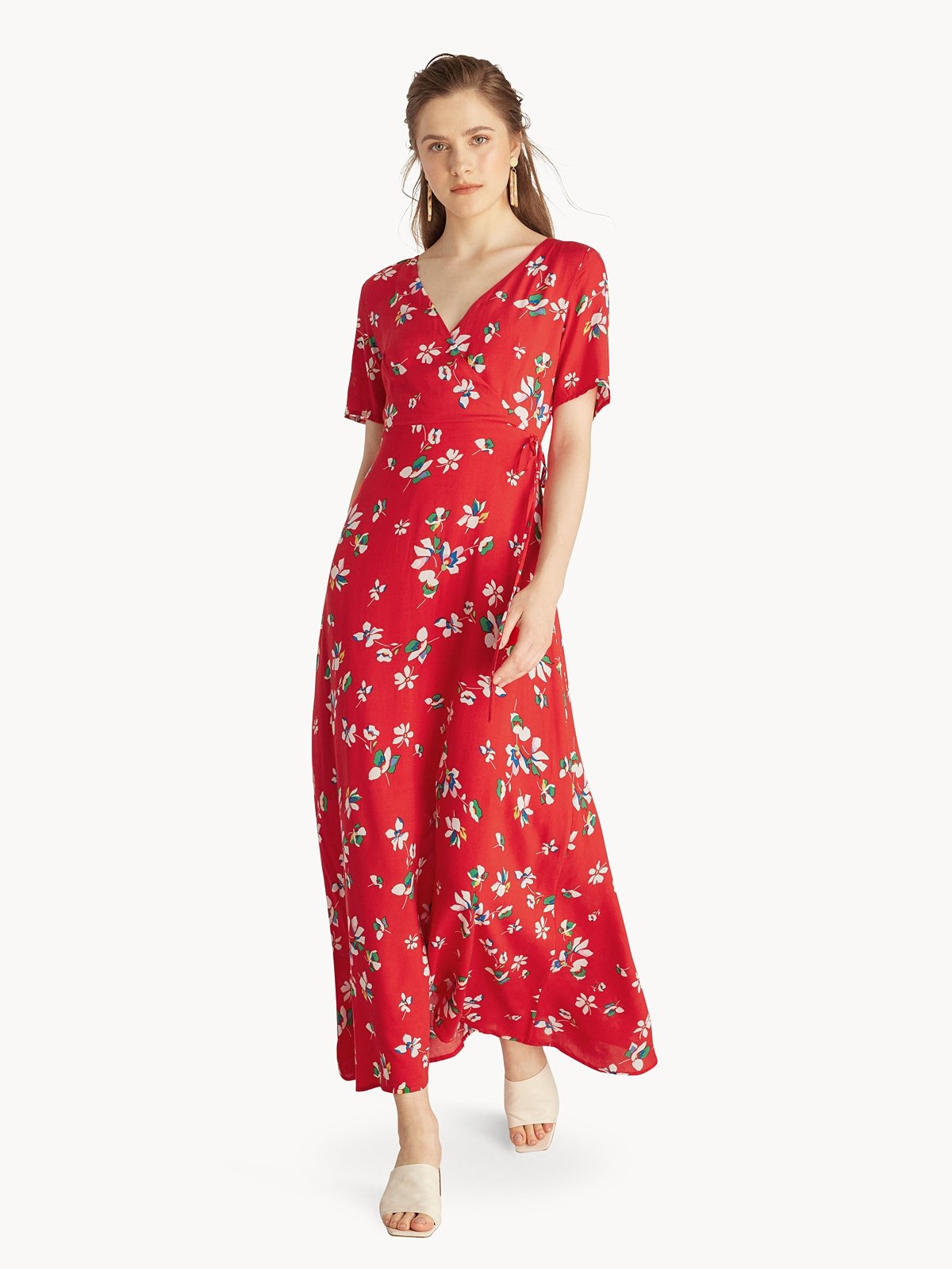 Red floral outlet dress maxi