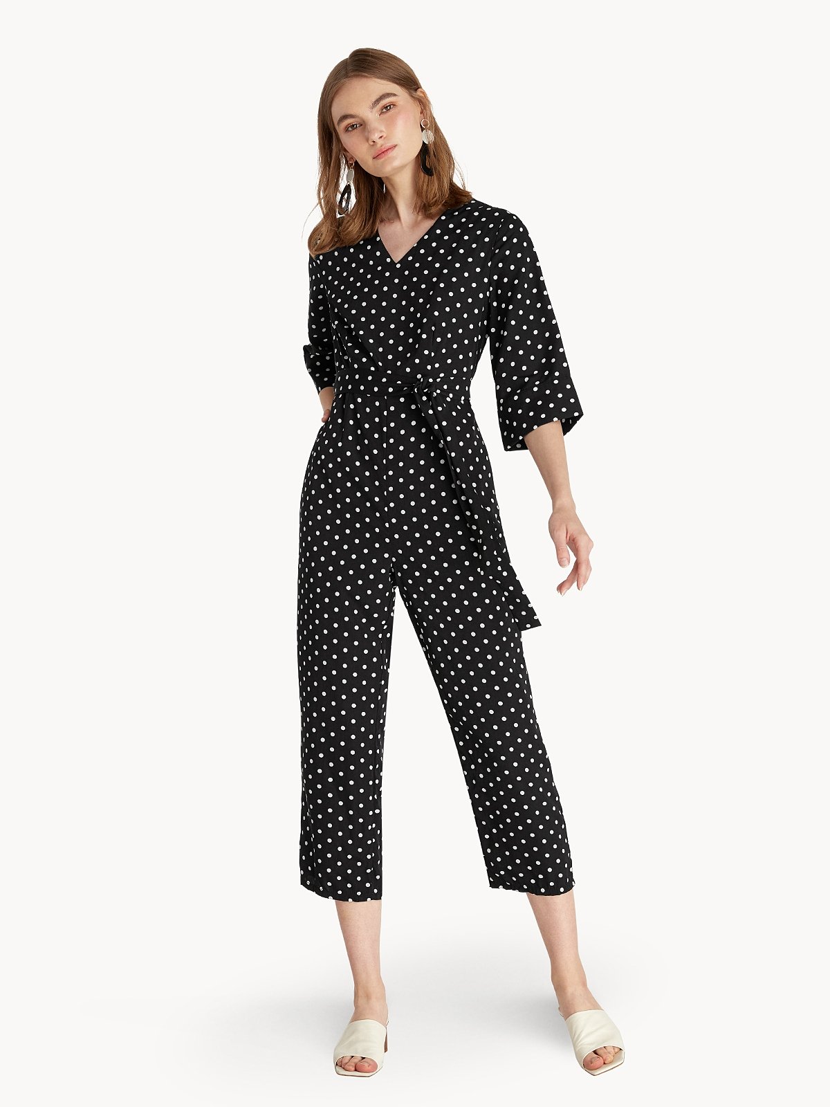 8912 Black Polka Dot Sleeveless Jumpsuit