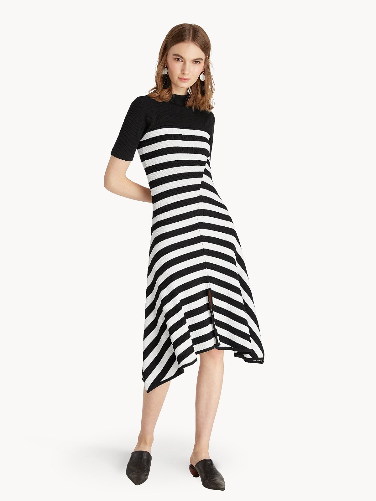 Two Tone Ribbed Strapless Dress Black Pomelo Fashion