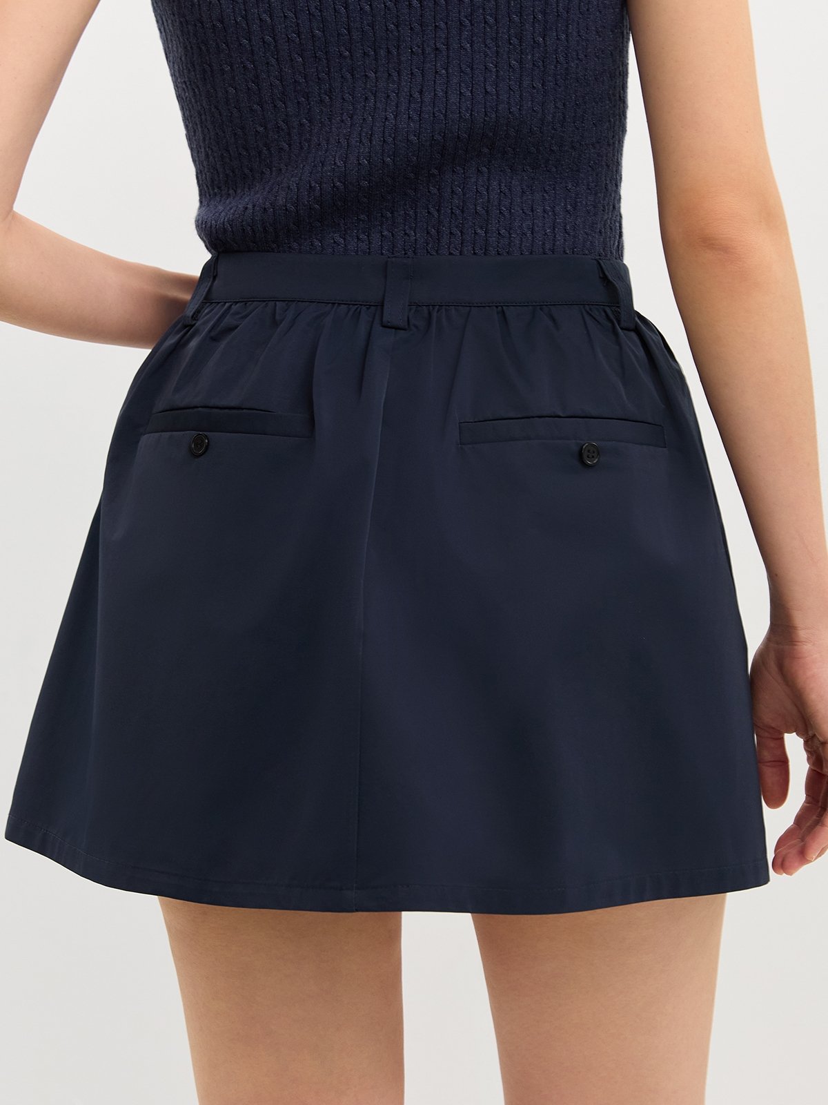 Pleated Skirt - Navy - Pomelo Fashion