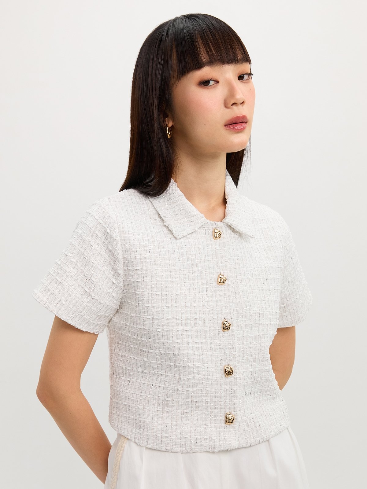 トップス POMME d'amour  tweed crop tops tweed crop tops | POMME d'amour