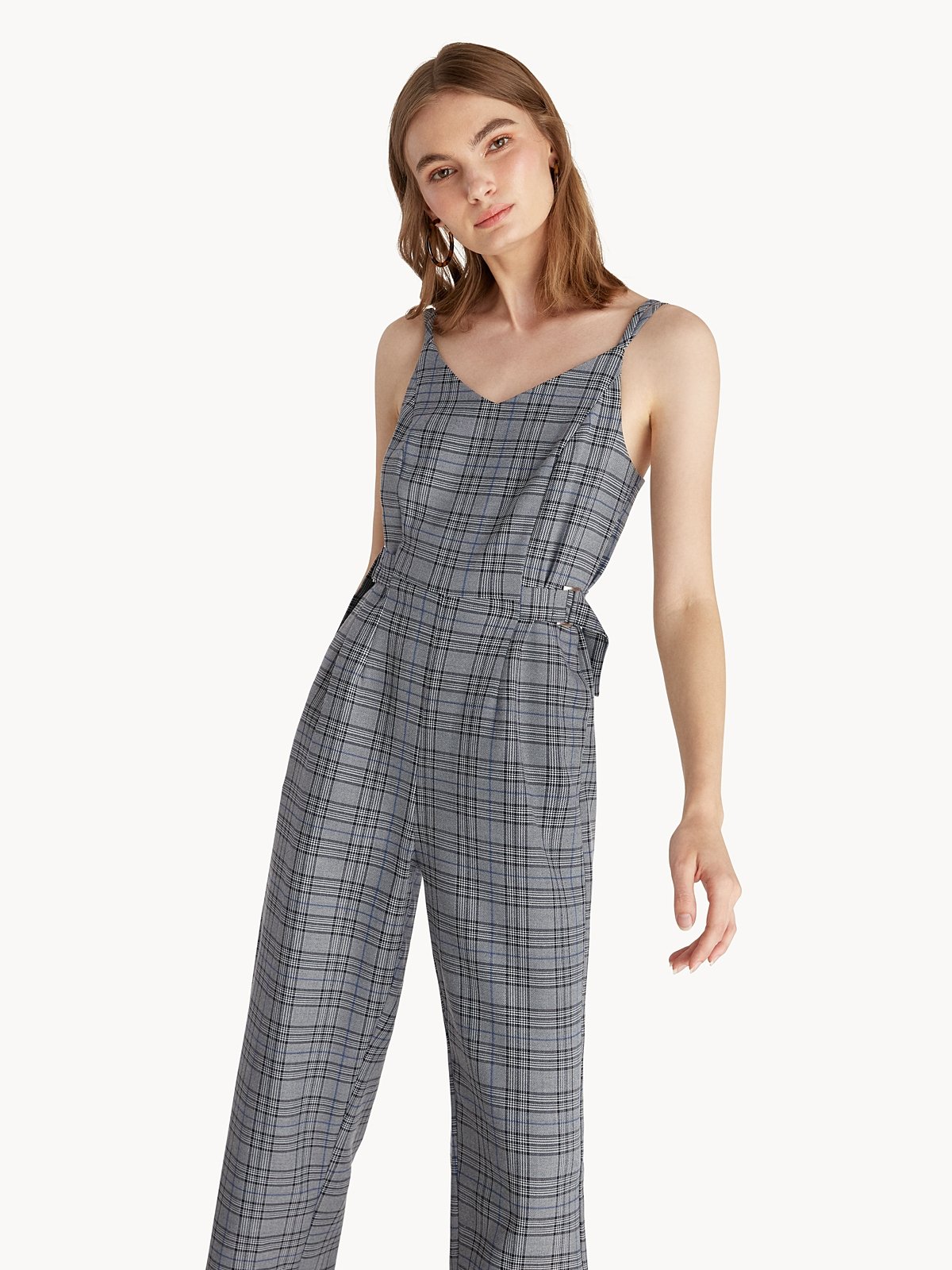 Grey plaid jumpsuit 2025