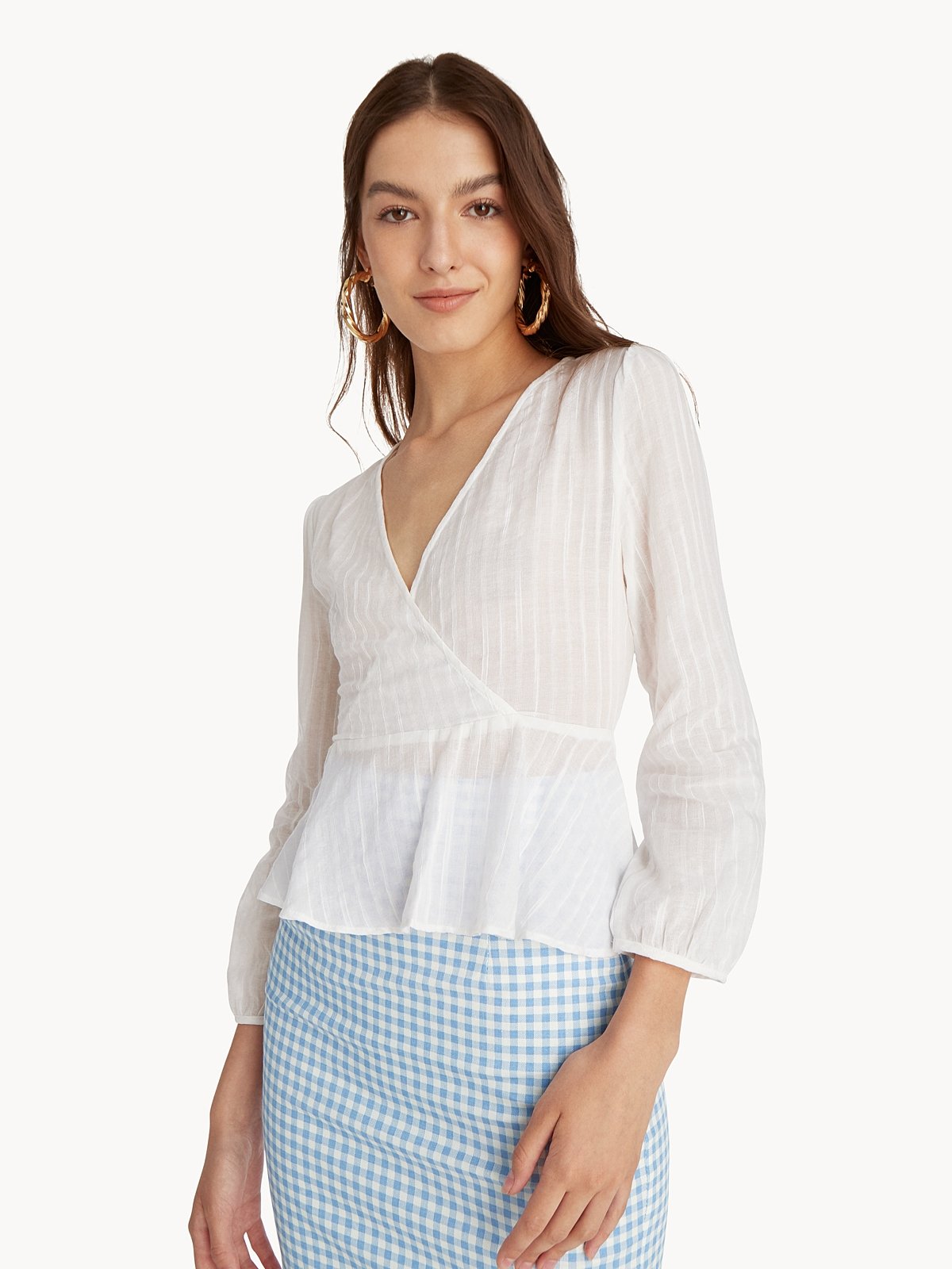 Surplice peplum top outlet