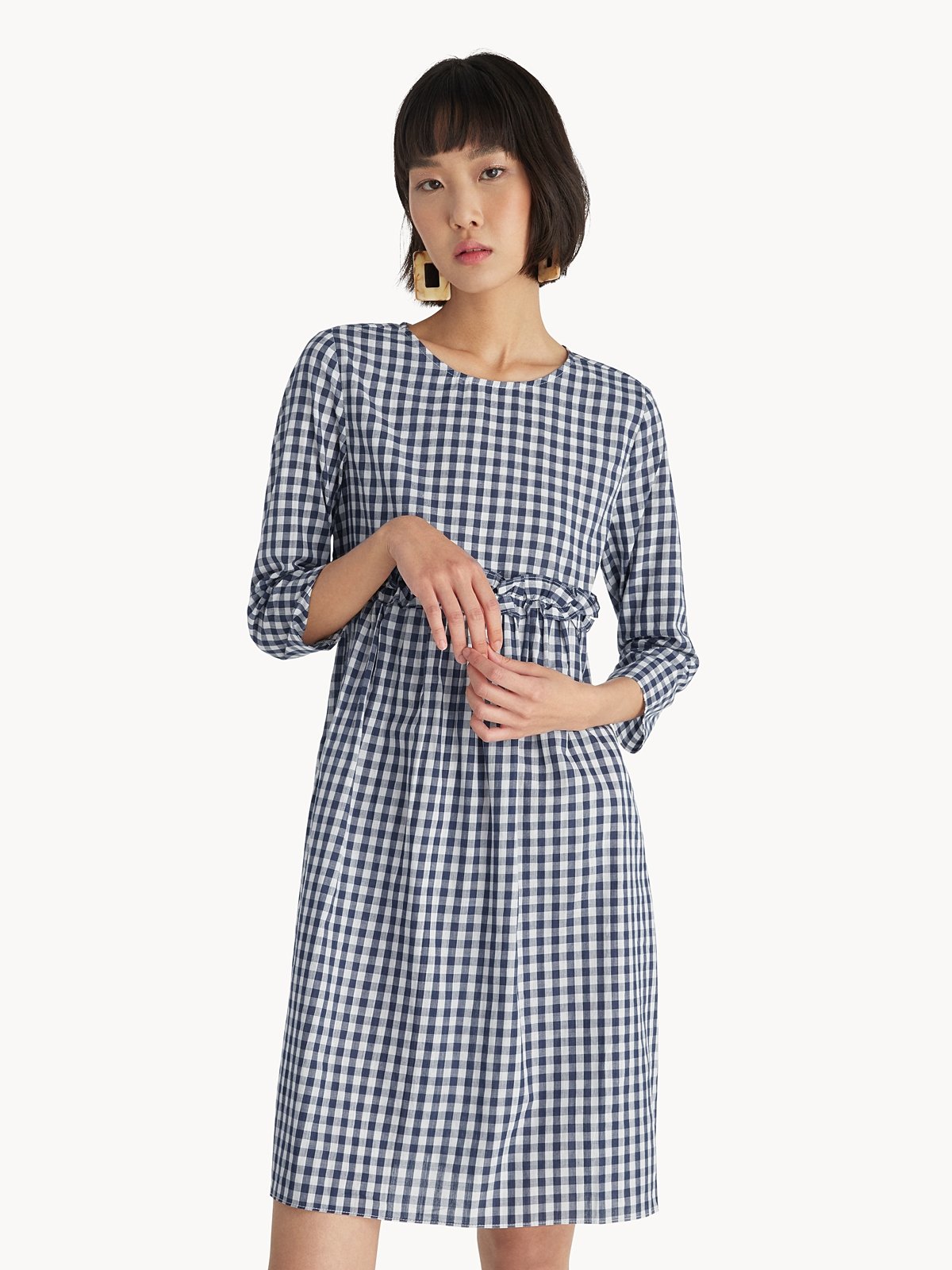 Gingham frill dress online