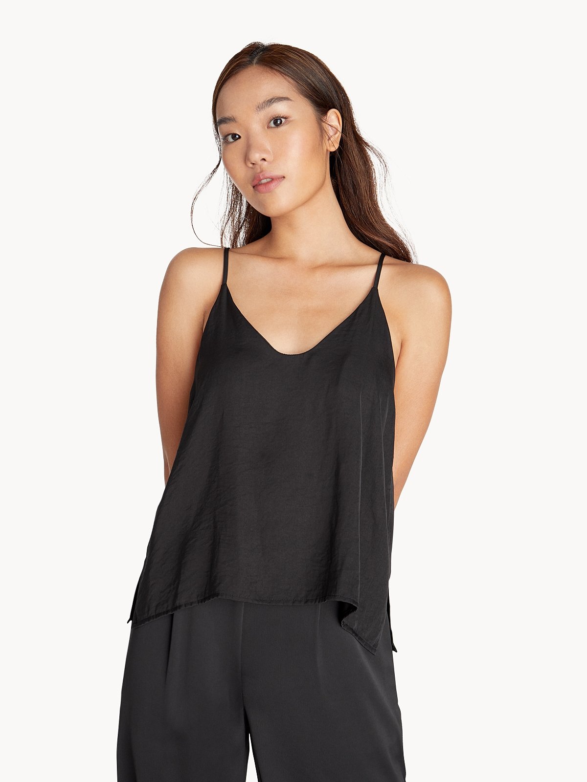 Plunge Cami Tank Black Pomelo Fashion