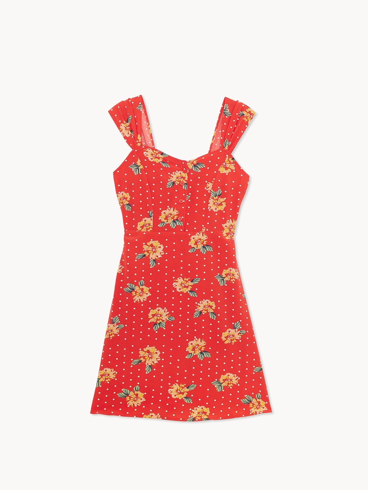 Mini Floral Sleeveless Dress Red