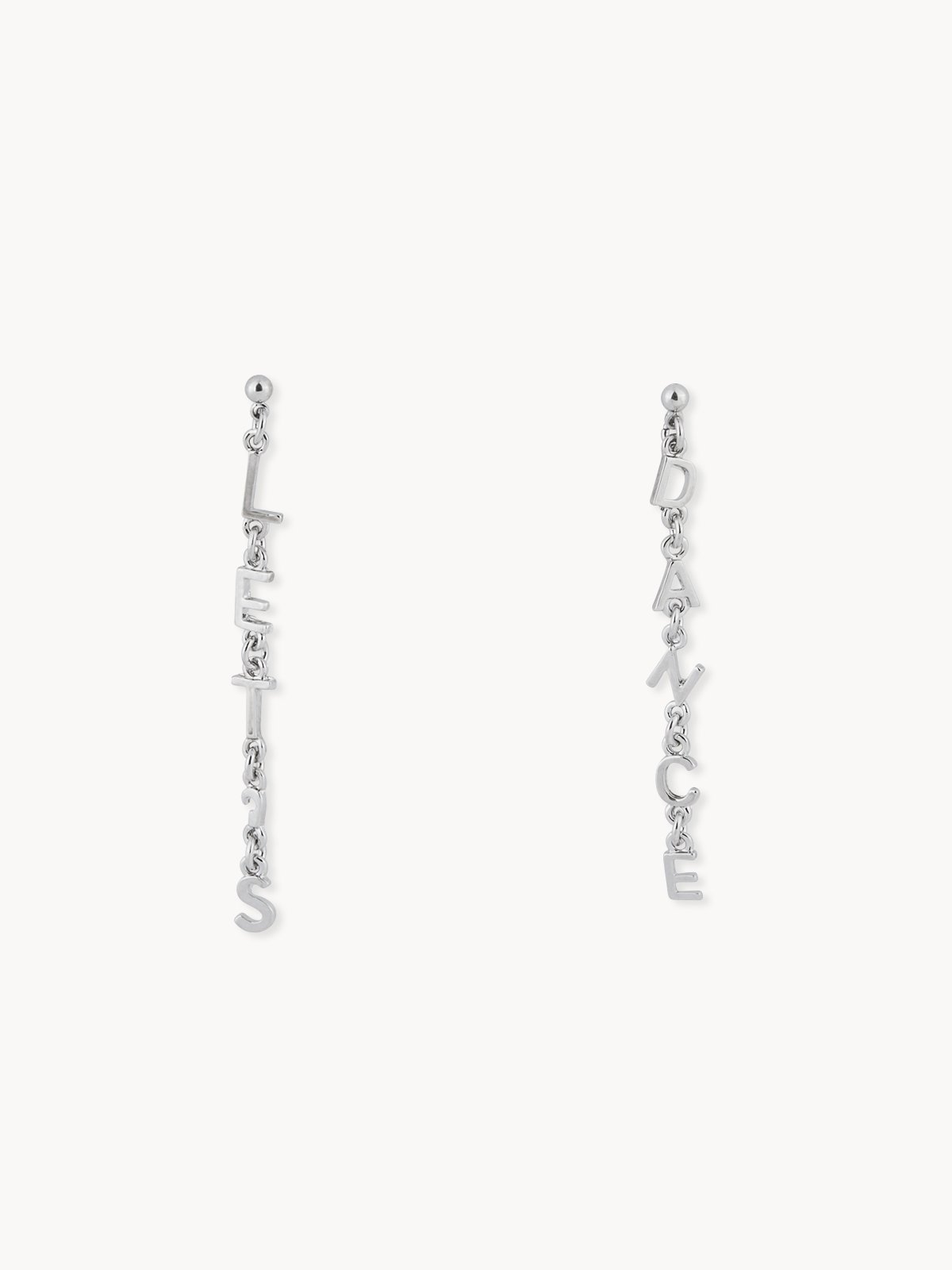Letter Shaped Drop Earrings - Silver - Pomelo Fashion